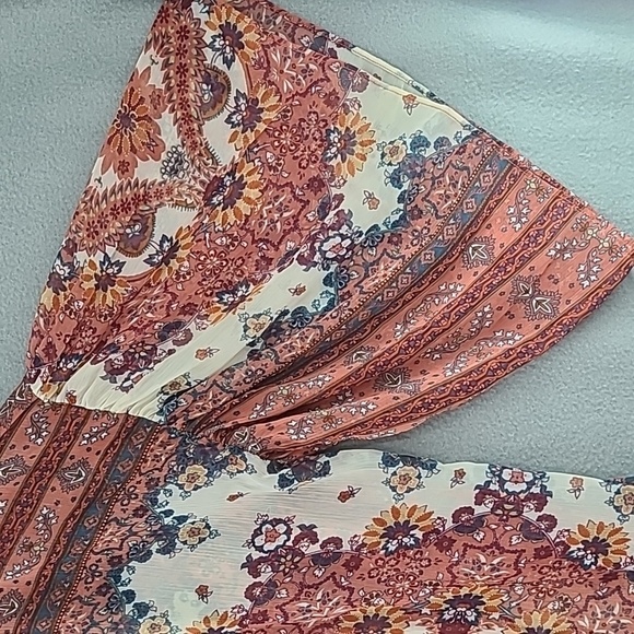 AMERICAN EAGLE OUTFITTERS Women's Orange Sheer Floral Cardigan Kimono - Medium - Picture 2 of 12